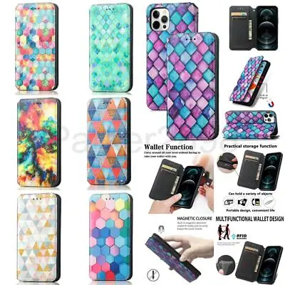 Case For IPhone 13 12 11 Pro XR XS MAX 8 7 6 Plus Pattern Leather Wallet Cover • $14.29