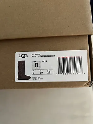 Ugg Boots Size (39) 8  US Women’s  Classic Cardi Cabled Knit Burnt Cedar/Brown • $100
