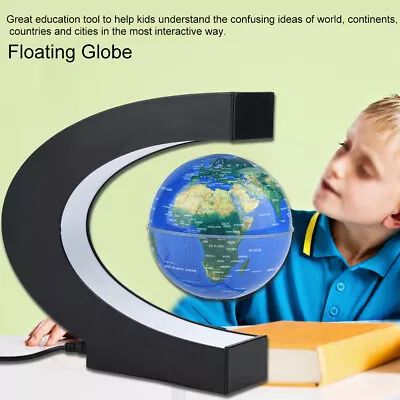 Floating Globe Magnetic Levitation Rotating World Map Globe With LED L 1714 UK • £28.33