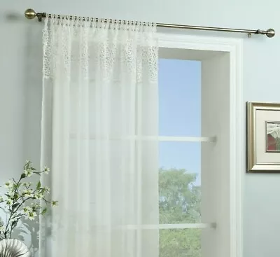 Elegant Luxury Macrame Lace Ivory Cream Voile Tab Top Curtain Panel 3 Drops • £15.99