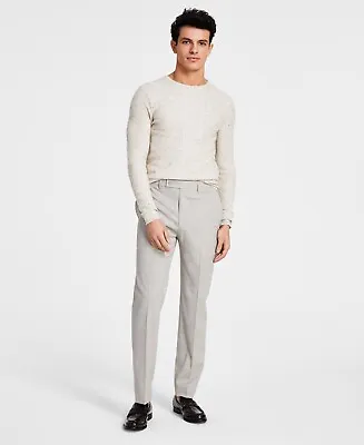 Calvin Klein Men's Slim-Fit Plaid Performance Dress Pants Beige 38 X 32 • $13.50
