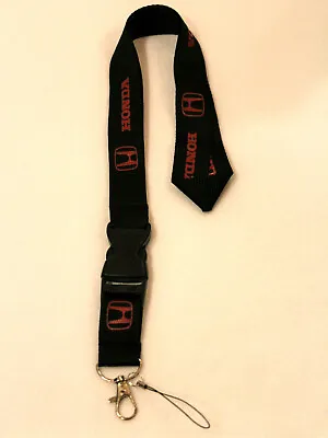 BLACK W/ RED FONT HONDA Lanyard Car Motorcycle Cell Phone Key Chain MADE IN USA • $7.95