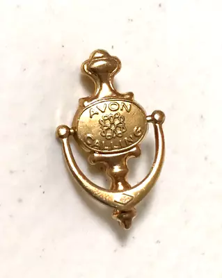 Vintage Gold Tone AVON CALLING Door Knocker Brooch Pin Costume Estate • $6.99