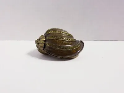 Vintage Brass Conch Sea Shell Trinket Box With Yellow Rhinestone  • $20
