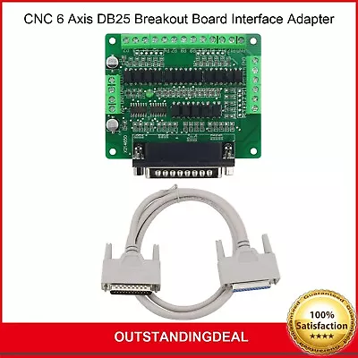 6 Axis CNC DB25 Breakout Board Interface Adapter MACH3 KCAM4 EMC2 +DB25 Cable • $25.02