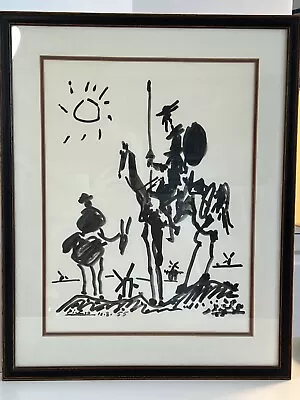 VINTAGE PABLO PICASSO Don Quixote Ink Print Litho 1955 Custom Frame Matted • $437.65