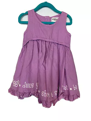 Matilda Jane Graphic Ruffle Pocketed A Line Dress Girls Size 2Y T Casual Linen • $8.75