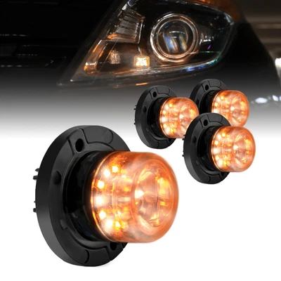 $190 • Buy 4pc Amber/White 12W LED Hideaway Strobe Light SAE Waterproof Police Volunteer