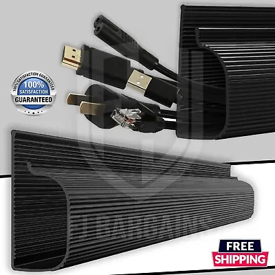 4 Packs  J Channel Cable Raceway Black Cable  Hiding Wall Mount TV Desk Channel • £29.95