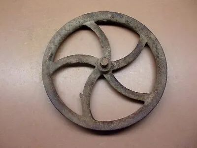 Vintage Cast Iron Wheel Belt Pulley Farmhouse Barn Industrial Steampunk 9 3/4  • $24.99