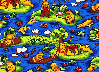 Fat Quarter - Happy Frogs Cotton Fabric • $3.75