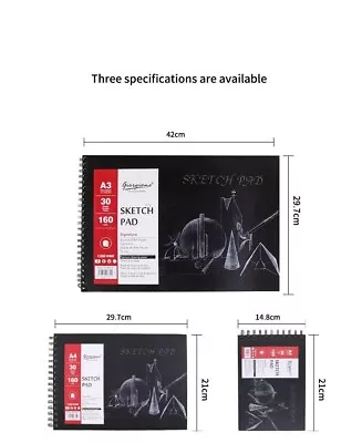 £5.49 • Buy A3/A4/A5 Sketch Pad Premium Drawing Paper Wood Pulp Paper 30 Sheets 160 GSM