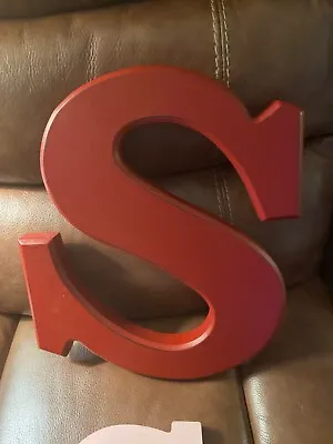 Large  S  -  Tall Red Wooden Alphabet Sign Letter.   13  X 12  • $8.99