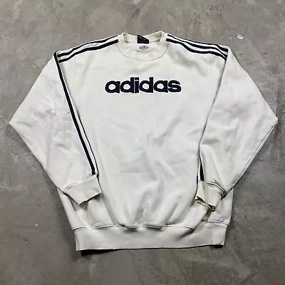 Vintage Adidas 3 Stripes Sweatshirt S 90s Y2K Spellout Logo • $14.99