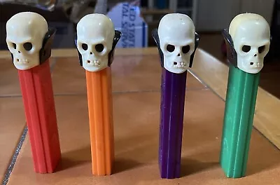 RAINBOW Lot Of (4) Dr SKULL PEZ ** Vintage Monster ** No Clue ** Lmfao ** KOOL • $171