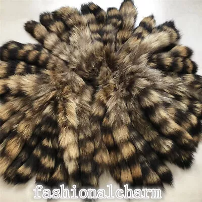 Wholesale 50pcs- 25cm/10  Real American Raccoon Fur Tail Keychain Cosplay Toys • $21