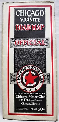 Aaa  American Automobile Association Highway Road Map Of Chicago Il 1927 Vintage • $10.50