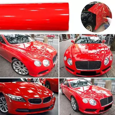 High Gloss Glossy Red Vinyl Film Wrap Sticker Decal DIY Bubble Free Air Release • $15.98