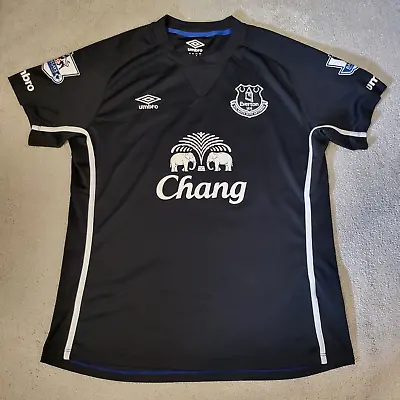 Everton Shirt Large Black Away Kit 2014 2015 Umbro Ross Barkley Chang • £48.88