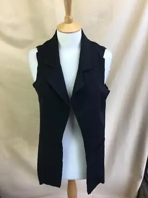 FABRIZIO GIANNI Size 8-10 Long Black Sleeveless Long Waistcoat • £8.99