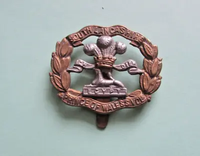 Genuine Vintage Original South Lancashire Prince Of Wales Volunteers Cap Badge • £6