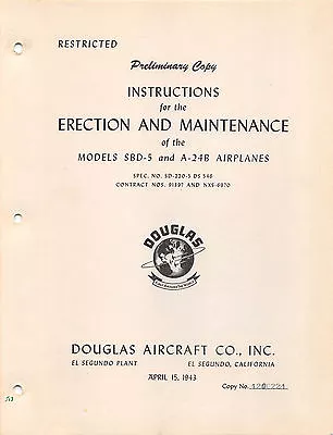 SBD-5/A-24B Erection And Maintenance Inst's Flight Manual -CD Version- • $44.99