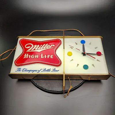 1957 MILLER HIGH LIFE Lighted Shark Fin Wall Clock Beer Bar Sign • $486.50