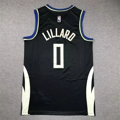 Milwaukee Bucks Damian Lillard #0 Stitched Jersey Mens Black • $33.99