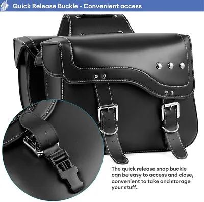 2PCS PU Leather Motorcycle Side Saddle Bags Universal Saddlebags Luggage Panier • $108.85