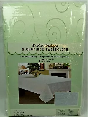 EcoSol Designs Microfiber Tablecloth 60x84 Lt Green Spill Proof Spring Easter • $27.95