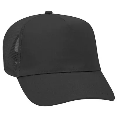 OTTO CAP 5 Panel Mid Profile Mesh Back Trucker Hat Black • $8.99