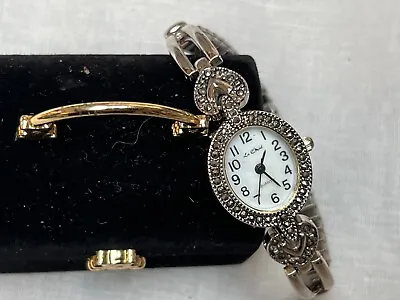 A Lovely  Ladies Silvertone  Le Chat Marcasite Watch • £22.99