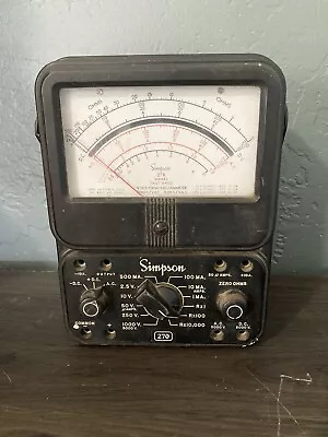 Vintage Simpson 270 Series 3 Taut Band Volt-ohm-milliammeter. • $50