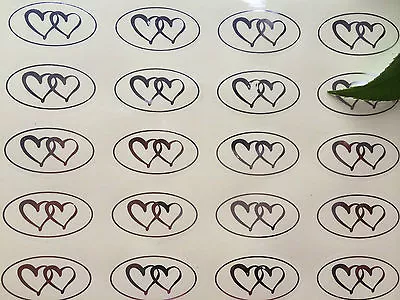 10-100Silver Double Heart Wedding /Party Invitation Transperent Sticker Env Seal • $4.70