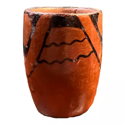 Vintage Native American Maricopa Pottery Shot Glass Size Cup Red Clay Tribal Art • $30