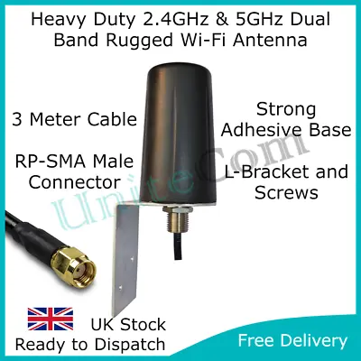 £39.95 • Buy Wi-Fi 2.4 & 5G Rugged Antenna & Bracket RPSMA Internal/External Booster Internet