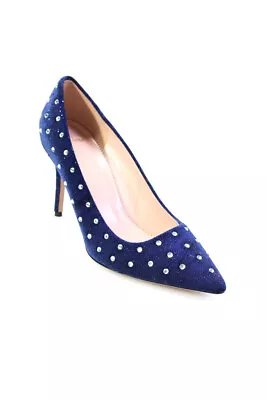 J Crew Women's Velvet Rhinestone Embellished Pointed Pumps Blue Size 8.5 • $42.69