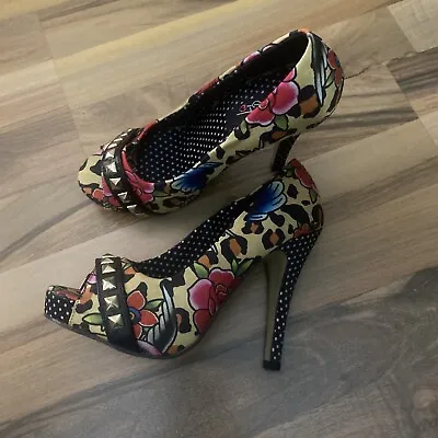 £5 • Buy Ladies 5” Floral Iron Fist High Heels. Size 36 Uk 3.