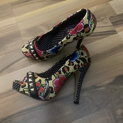 £5 • Buy Ladies 5” Floral Iron Fist High Heels. Size 36 Uk 3.