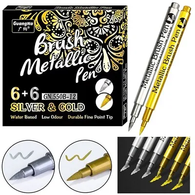 Metallic Waterproof Permanent Paint Marker Pens  Gold And Silver Metallic Pens • £6.99