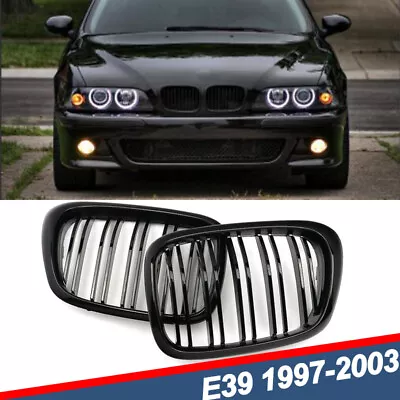 Gloss Black Dual Slat Front Kidney Hood Grilles For BMW 5-Series E39 M5 1999-03  • $1122.79