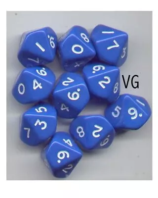 NEW RPG Dice Set Of 10D10 - Opaque Blue • $8.49