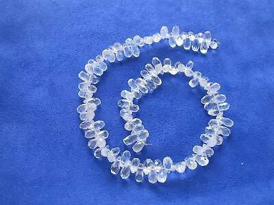 Rock Crystal Quartz Faceted Teardrop Briolette- 14  Strand   6-10mm • $20