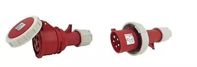 JCE 32 Amp 5 Pin Red Trailing Plug & Socket 415V IP67 Waterproof Rated. 3 Phase • £13.99