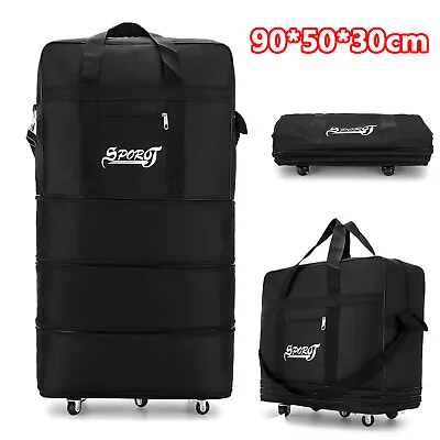 Extra Large Expandable Foldable Suitcase Collapsible Rolling Travel Luggage Bag • £12.99