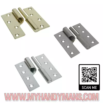 2x Rising Butt Door Hinges Left Or Right Lift Off Door Hinges E Brass BZP SC • £6.80