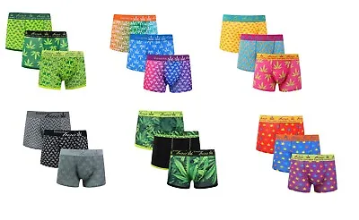 Men's Boo 3 Pack Boxer/Shorts Hipster/Underwear/Brief Cannabis Leaf Boxer Trunks • £5.39