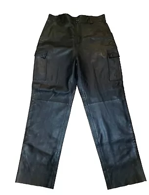 Collezione S.a.genuine Black  Leather Cargo  Pants Size 40 • $100