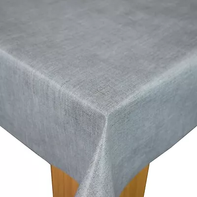 Linen Look  Grey Vinyl Wipe Clean Pvc Tablecloth Many Sizes Available • £7.99