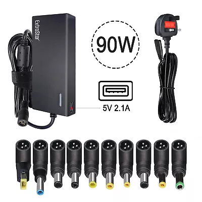 Universal 90W Laptop Power Supply Charger Multi Voltage AC/DC Adapter USB  • £21.99